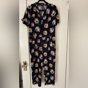 Zara | Navy Floral Jumpsuit with Mustard & Coral Blooms
